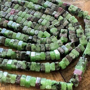 Ruby in Zoisite Square Beads - 4mm